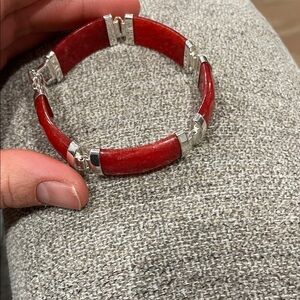 Elegant Red and Silver Women's Bracelet